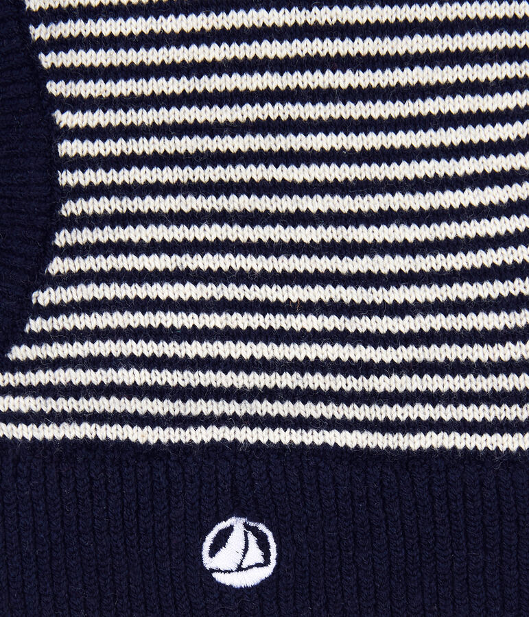 Katoenen bivakmuts baby blauw/wit