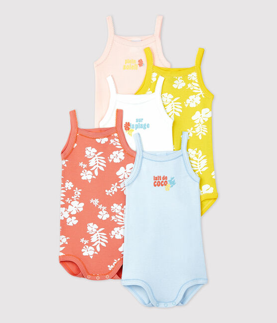 Lot de 5 bodies hawaï bretelles bébé en coton variante 1