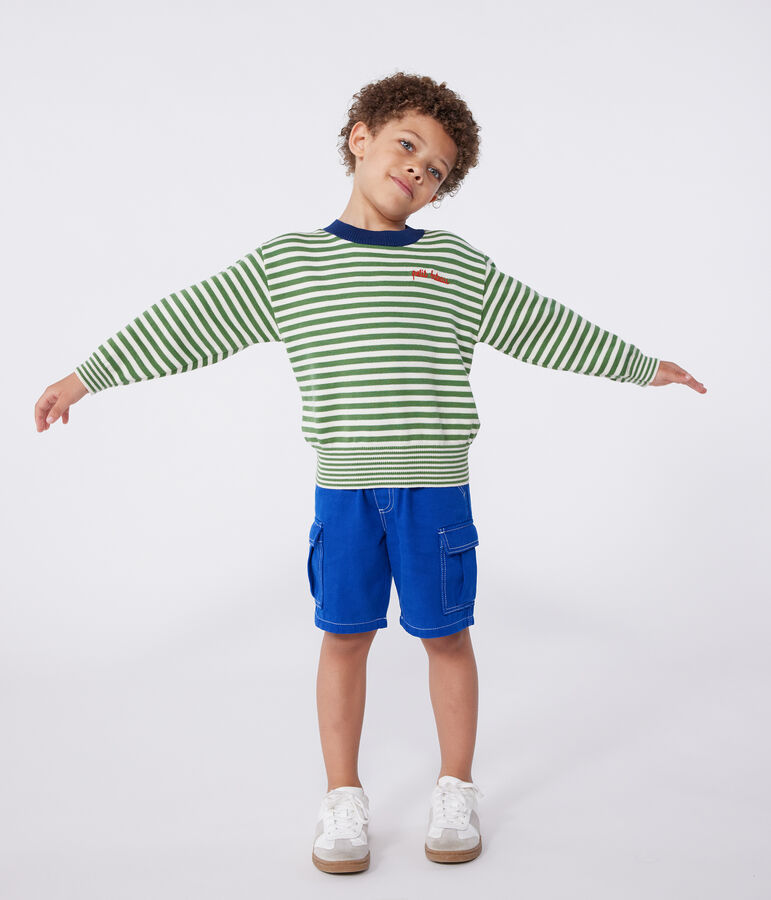Bermuda cargo enfant en coton bleu