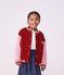 Veste teddy enfant en coton uni colorblock rouge