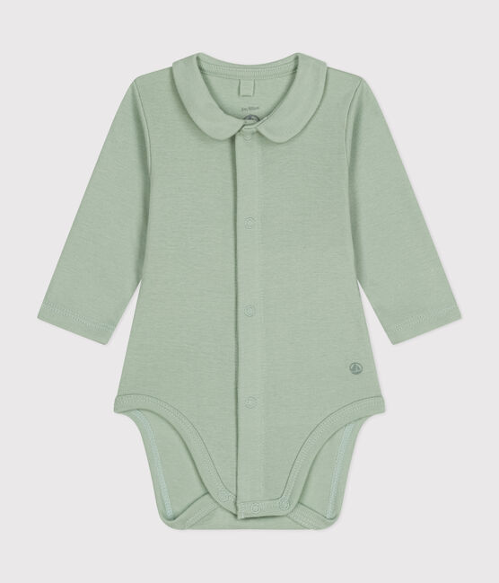 Babybody met lange mouwen en kraagje groen HERBIER