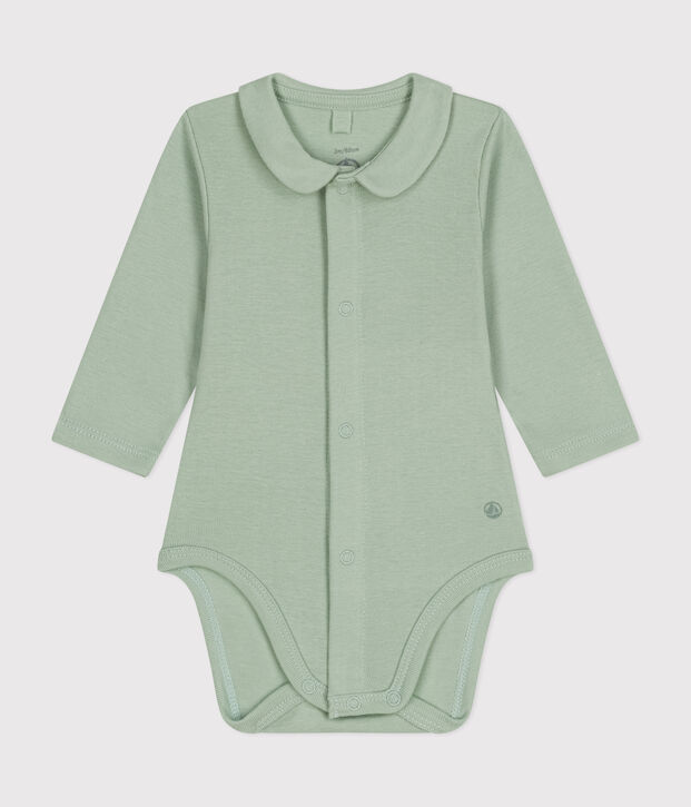 Babybody met lange mouwen en kraagje groen