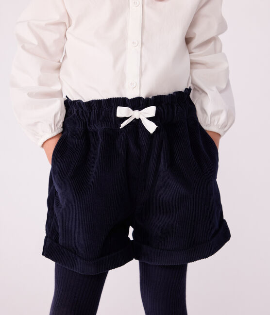 Effen fluwelen kindershort blauw SMOKING