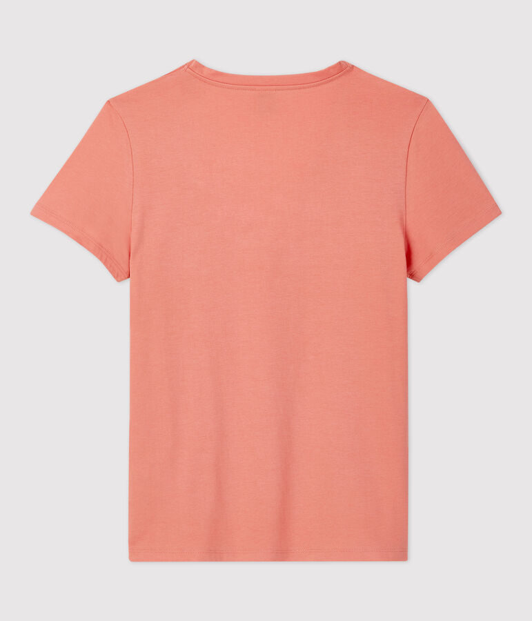 DE STRAIGHT-FIT, T-shirt voor dames met V-hals in biokatoen roze PAPAYE