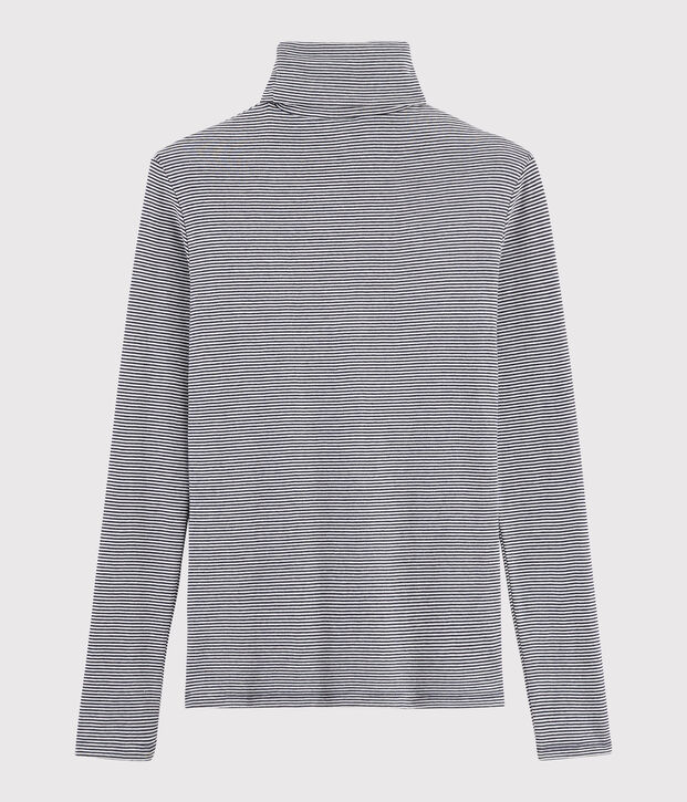 Iconische gestreepte katoenen ondertrui Dames blauw/wit