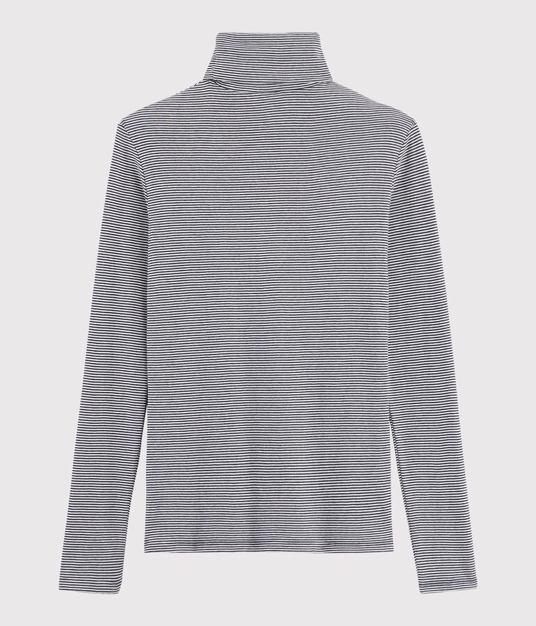 Iconische gestreepte katoenen ondertrui Dames blauw/wit