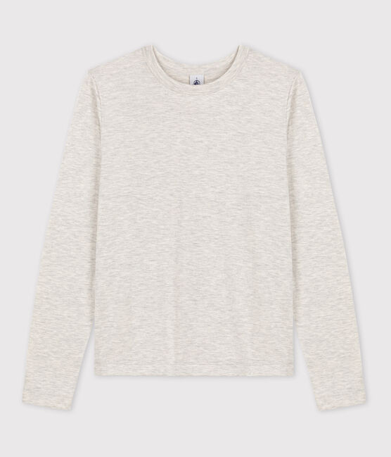 Tee-shirt L'ICONIQUE chaud col rond en coton Femme gris BELUGA CHINE