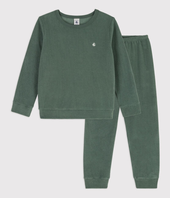 Pyjama voor meisjes/jongens in geruwde badstof groen VALLEE