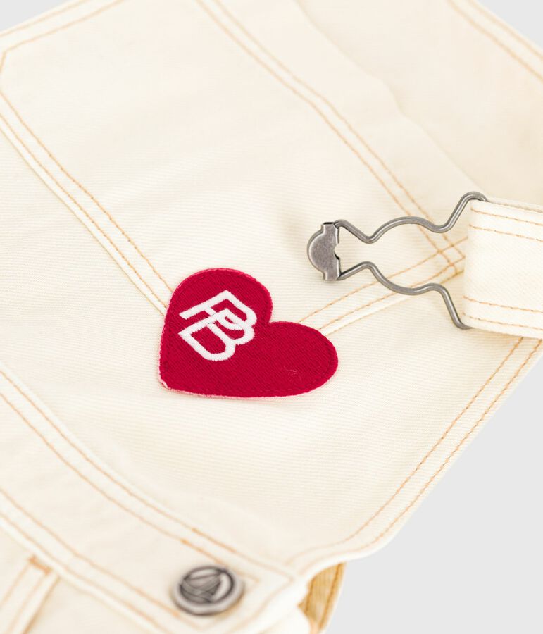 Salopette uit effen denim voor kinderen ecru