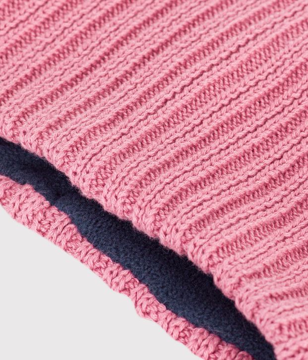 Snood b&eacute;b&eacute; en tricot uni doubl&eacute; polaire rose