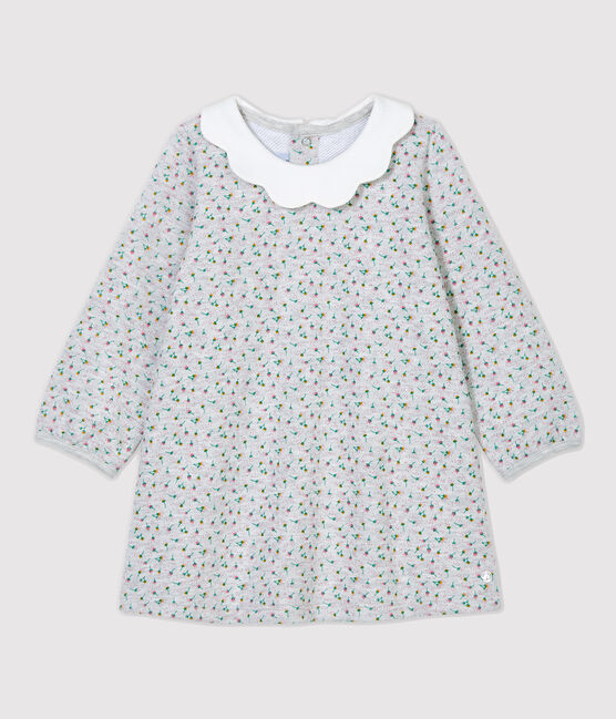 Robe en molleton bébé. gris BELUGA/blanc MULTICO