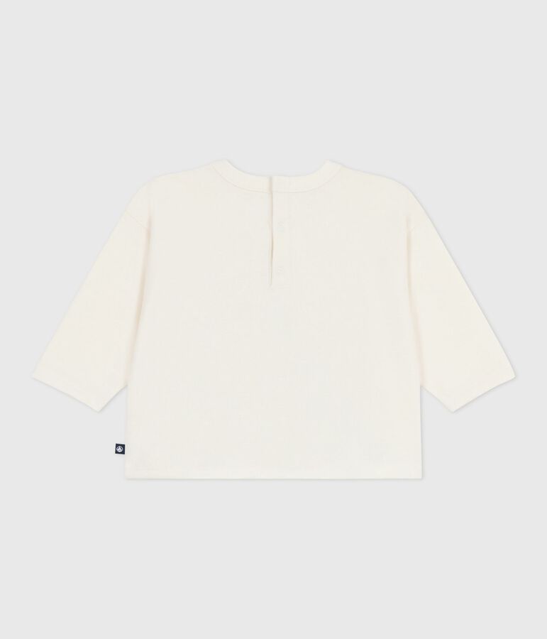 Tee-shirt b&eacute;b&eacute; en coton &agrave; manches longues &eacute;cru/bleu