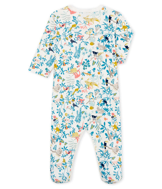 Pyjama van ribstof voor babymeisjes wit MARSHMALLOW/wit MULTICO