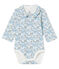 Rompertje voor pasgeborenen lange mouwen babyjongen van gebreide stof wit MARSHMALLOW/blauw TOUDOU/ MULTICO
