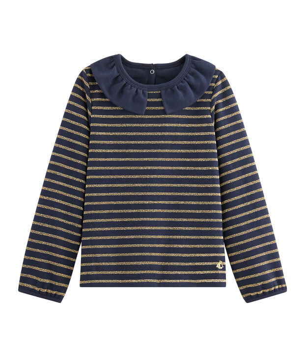 Tee shirt en jersey enfant fille bleu/jaune