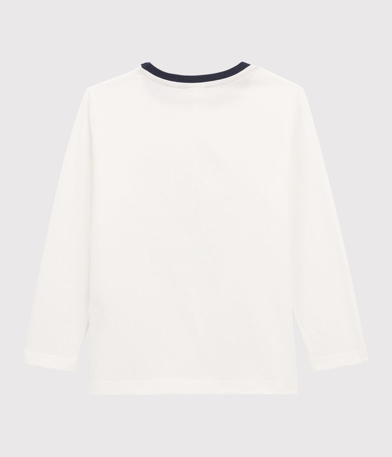 Tee-shirt s&eacute;rigraphi&eacute; enfant gar&ccedil;on blanc MARSHMALLOW