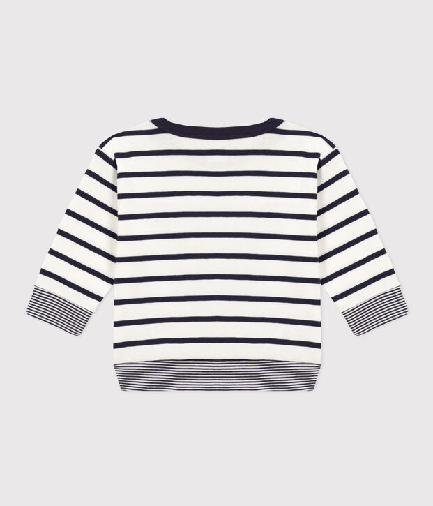Gestreept T-shirt met lange mouwen in jersey voor baby's wit/blauw