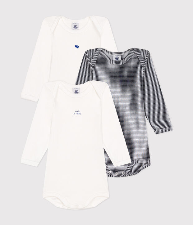 Lot de 3 bodies manches longues en coton b&eacute;b&eacute; multicouleur