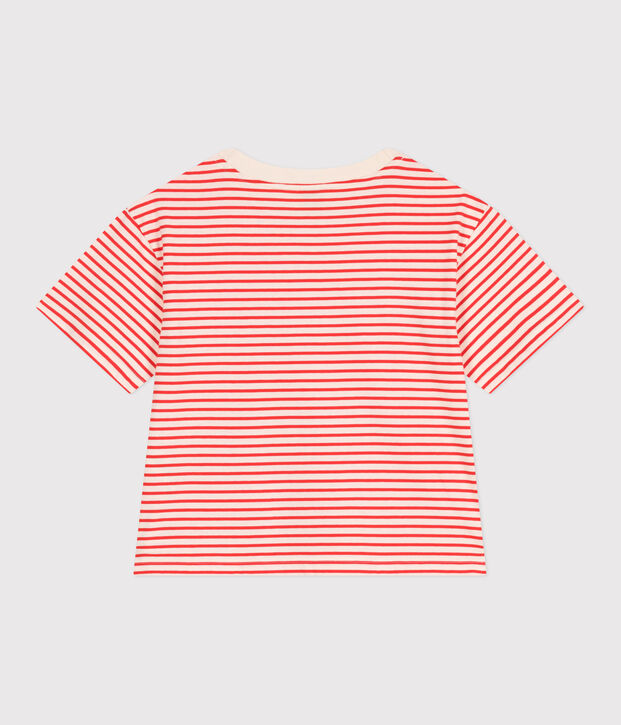 Gestreept katoenen T-shirt voor dames Le Boxy rood/rood