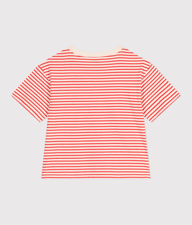 Gestreept katoenen T-shirt voor dames Le Boxy rood AVALANCHE/ SPICY