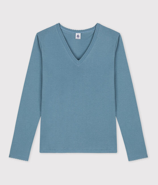 L'ICONIQUE, T-shirt voor dames met cocottesteek in katoen blauw ROVER