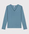 L'ICONIQUE, T-shirt voor dames met cocottesteek in katoen blauw ROVER