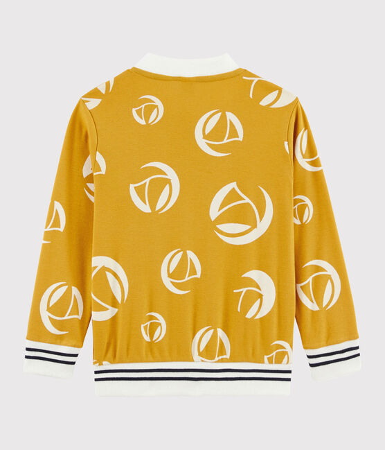 Sweatshirt met rits voor jongens kinderen geel BOUDOR/wit MARSHMALLOW