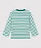 Gestreept katoenen T-shirt baby wit MARSHMALLOW/ PIVERT