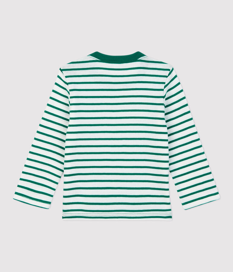 Tee-shirt ray&eacute; en coton b&eacute;b&eacute; blanc/vert