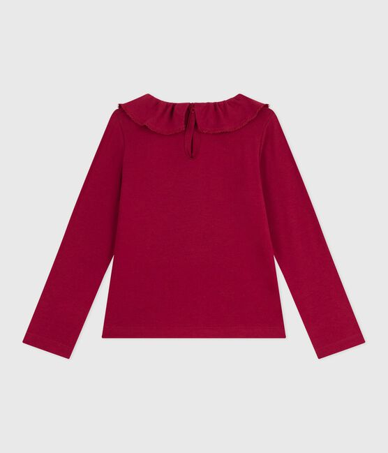 Effen katoenen T-shirt met lange mouwen voor kinderen AMARANTE