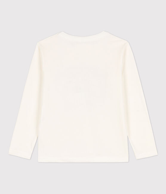 Jongens-T-shirt met lange mouwen en print wit MARSHMALLOW