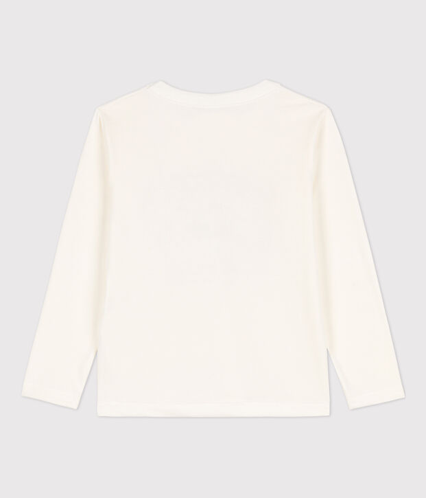 Jongens-T-shirt met lange mouwen en print wit