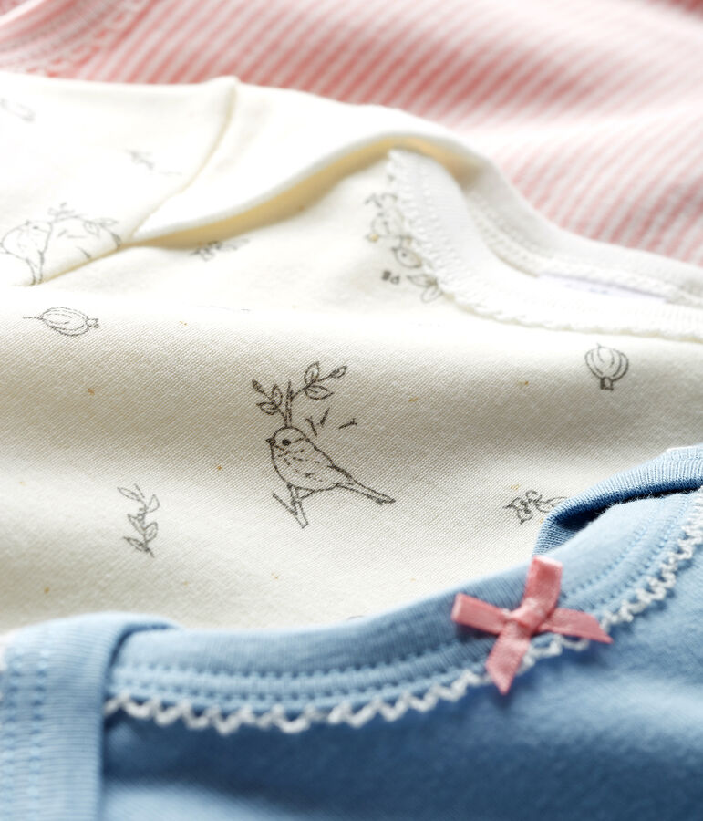 Trio de bodies manches courtes b&eacute;b&eacute; fille multicouleur