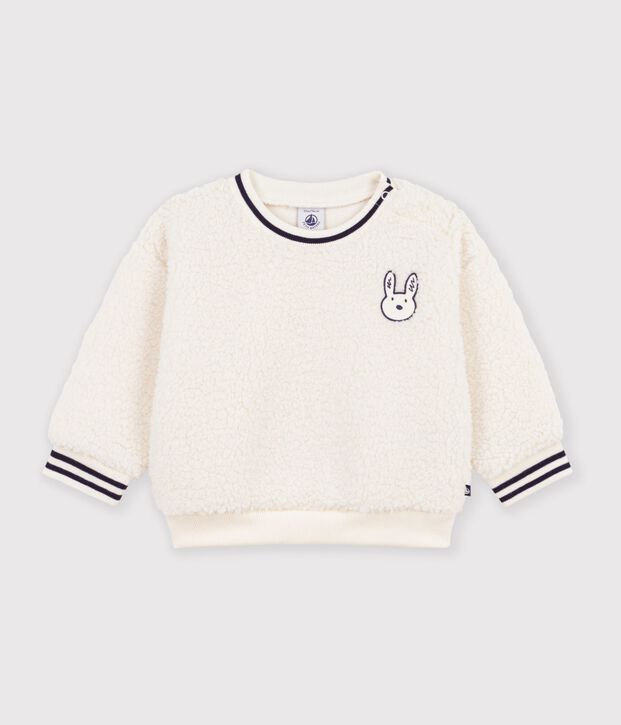 Babysweatshirt van effen sherpa MILK