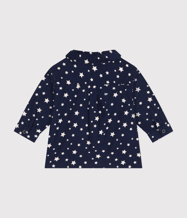 Flanellen babyhemdje blauw/wit