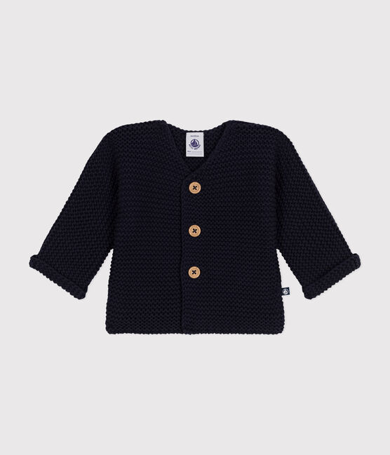 Gebreide uniseks babycardigan in ribbelsteek blauw SMOKING