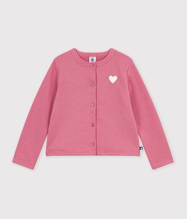 Cardigan enfant en coton uni rose