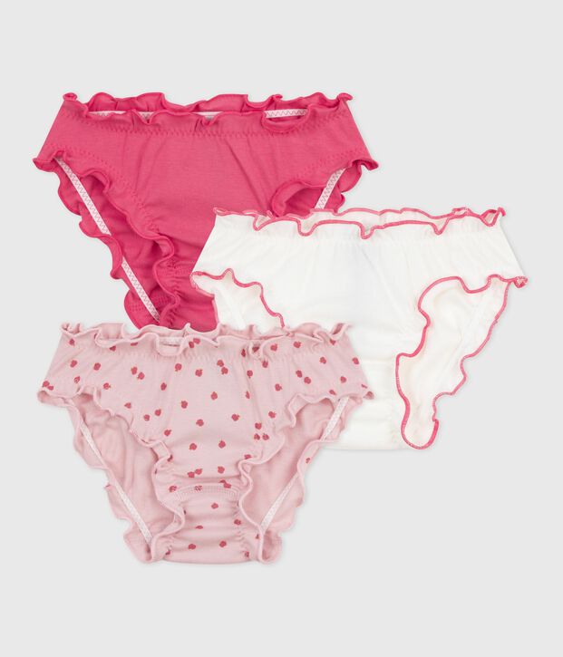 Lot de culottes enfant en coton froufrou imprim&eacute; pommes multicouleur