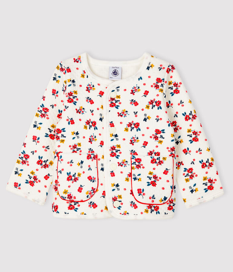 Cardigan b&eacute;b&eacute; fille en tubique blanc/multicouleur