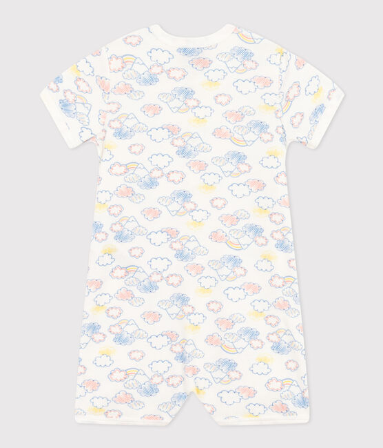 Katoenen kruippakje met regenboogprint voor baby's wit MARSHMALLOW/wit MULTICO