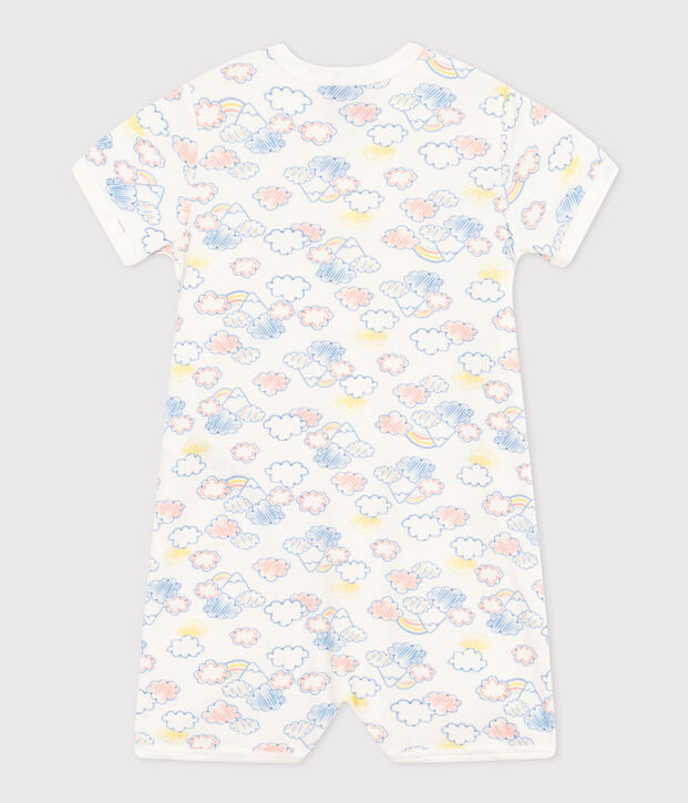 Katoenen kruippakje met regenboogprint voor baby's wit/multicouleur