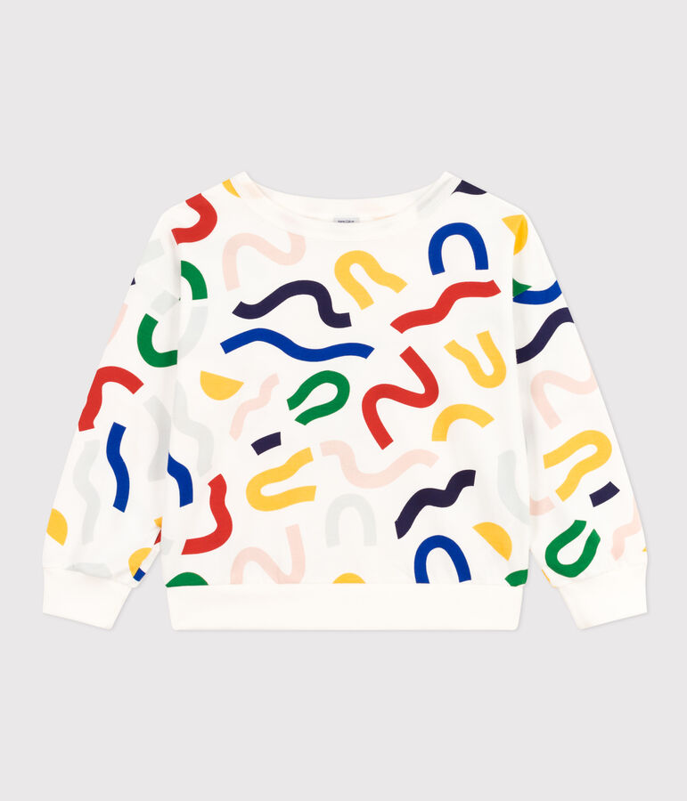 Sweatshirt imprim&eacute; en molleton l&eacute;ger enfant gar&ccedil;on blanc/multicouleur