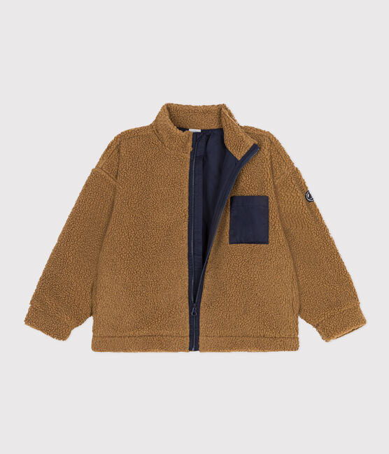Gerecyclede sherpa jas meisje / jongen bruin BRINDILLE