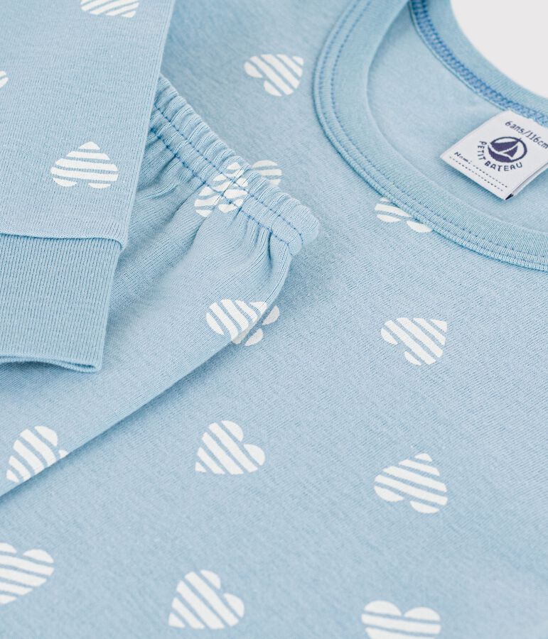 Katoenen pyjama met hartjesprint voor kinderen groen/wit