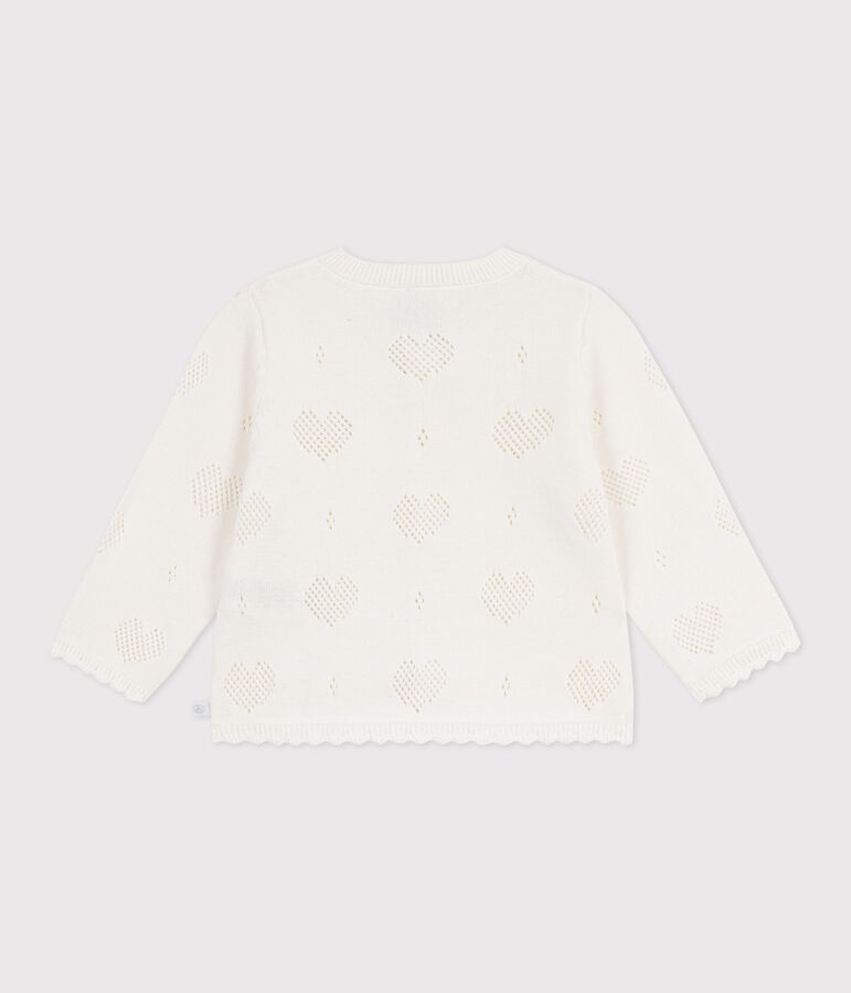 Cardigan b&eacute;b&eacute; en coton &agrave; motifs c&oelig;urs blanc