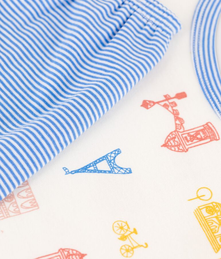 Pyjacourt Paris petit gar&ccedil;on en coton blanc/multicouleur