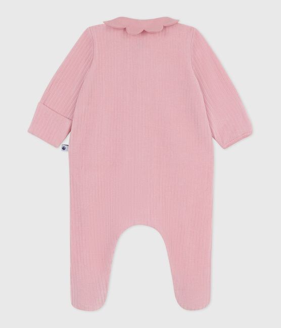 Effen fluwelen babypyjama mt kraag roze CHARME