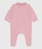 Effen fluwelen babypyjama mt kraag roze CHARME