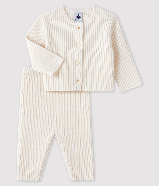 Ensemble blanc 2 pièces bébé en tricot blanc MARSHMALLOW