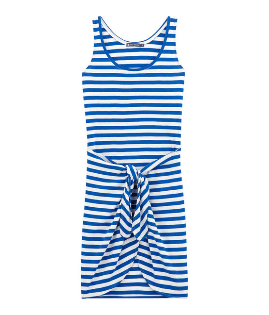 Robe de plage femme bleu PERSE/blanc MARSHMALLOW